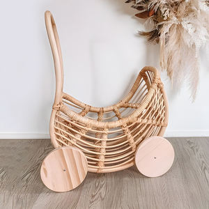 Cochecito de mimbre para muñecas, carrito de ratán hecho a mano, cochecitos de alta calidad, cochecito de juguete. - Product Image 3