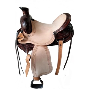 Selle de cheval western en cuir véritable sur mesure, selle d'équitation de cowboy haut de gamme avec outillage décoratif, étrier OEM - Product Image 1