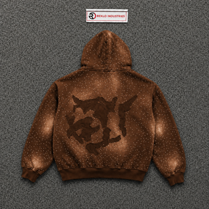 Sudadera de Felpa Francesa Extra Grande para Hombre, Color Marrón de Lujo, con Pedrería, Bordada, Estilo Urbano Invernal - Product Image 6