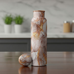 Bouteille d'eau en cuivre de luxe 750 ml sans BPA |   Bouteille en métal émaillé réutilisable, écologique, étanche, avec couvercle imprimé - Product Image 3
