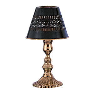 Lámpara de Mesa de Latón Macizo con Pantalla de Metal Perforado Negro, Estilo Vintage, Luz Decorativa para el Hogar y Uso en Hostelería - Product Image 1