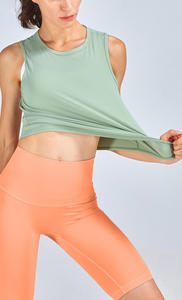 Custom Logo Graphic Design Women's Tank <b>Top</b> Short Woven Fabric Crop Gym Blank <b>Top</b> - Product Image 5