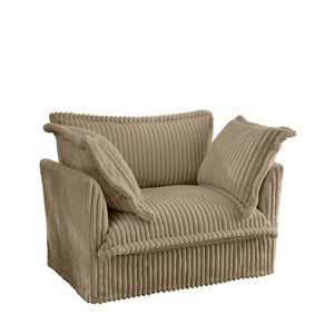 Cammello in velluto a coste in tessuto divano singolo poltrona con rivestimento antiscivolo grandi cuscini morbidi sedile profondo comodo comodo 1 grande soggiorno - Product Image 6