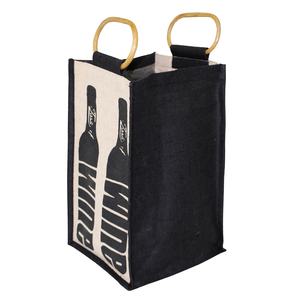Bolsa de Compras de Yute y Algodón con Diseño Personalizado y Asa de Madera, Promocional para Almacenamiento de Cuatro Botellas de Vino y Jugos - Product Image 2