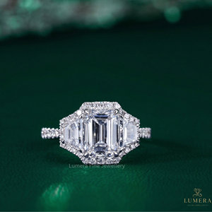 Anillo de Diamantes con Esmeralda y Topacio Redondo, Color E, Claridad VS1, Oro de 9k, 10k, 14k, 18k, Anillo de Compromiso y Boda Premium, Joyería Fina, Regalo para Ella - Product Image 3