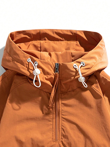 Veste coupe-vent à capuche pour homme, fermeture éclair quart de tour, coupe décontractée, en polyester, style automne et vêtements décontractés - Product Image 5