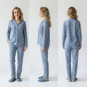 Conjunto de Pijama de Franela para Mujer, Camisa a Cuadros de Manga Larga con Botones, Pantalones Largos, Ropa de Dormir de Algodón Suave, Ropa de Otoño, Vestido de Noche - Product Image 5