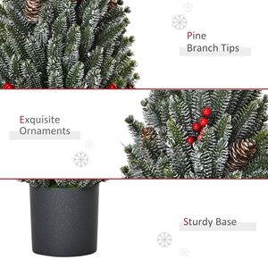 Albero di Natale Artificiale Miniatura Non Illuminato da 18 Pollici con Effetto Neve, Pigne e Bacche, Decorazione Natalizia da Tavolo - Product Image 5