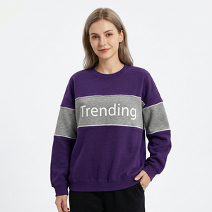 <b>Women's</b> Color Block Crew Neck <b>Sweatshirt</b> <b>Long</b> Sleeve Drop Shoulder Patchwork Letter Print Casual Fashion <b>Women</b> <b>Sweatshirt</b> - Product Image 1