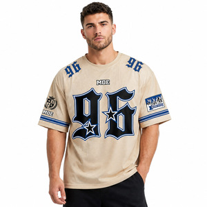 Maillots de football vintage surdimensionnés style streetwear, coupe carrée personnalisée, t-shirt en mesh, maillot de football américain, impression par sublimation - Product Image 2