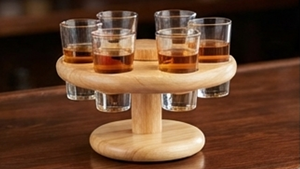 Soporte de madera para vasos, juego de 6 vasos, organizador elegante y duradero, perfecto para uso en el hogar, cocina y comedor - Product Image 4