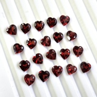 Granat Rouge Naturel 7mm, Pierre Précieuse Facettée en Forme de Cœur, Calibrée, pour la Fabrication de Bijoux, Prix de Gros en Vrac