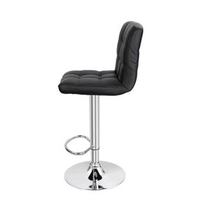 Tabouret de bar moderne en cuir PU noir avec siège pivotant réglable, base en métal chromé, repose-pieds pour utilisation dans les hôtels, les comptoirs et les îlots de cuisine - Product Image 5