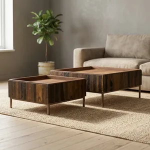 Modern Square Wood <b>Nesting</b> Coffee <b>Tables</b> Tray Top Minimalist <b>Living</b> <b>Room</b> Furniture - Product Image 6