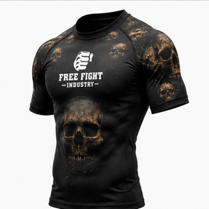 T-shirt de compression MMA à manches courtes pour homme, en tissu polyester/nylon écologique respirant à séchage rapide UPF50, avec logo personnalisable - Product Image 2