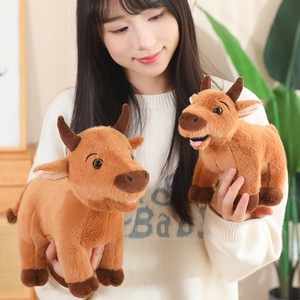 2025 New Arrival dễ thương màu nâu bò Thú nhồi bông đồ chơi sang trọng Kawaii gia súc mềm búp bê PP bông điền cho trang trí nội thất lưới - Product Image 4