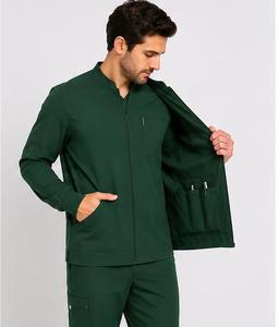 Blouse médicale moderne pour homme avec fermeture éclair, manches longues, uniforme d'hôpital, coupe athlétique, tenue de travail pour médecins et infirmiers, marque privée - Product Image 5