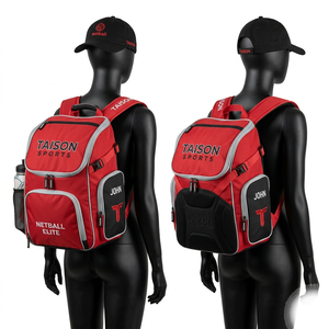 Premium 420 GSM polyester netball <b>backpack</b> turquoise white panel design ventilated compartments custom logo print embroidery - Product Image 6
