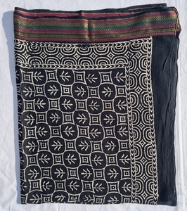 Hand Block Print Zari Border Leaf Pattern Beach Cover Women Boho Wrap Indian <b>Sarong</b> Lightweight Wholesale Resort Wear - Product Image 2