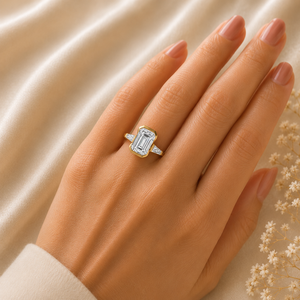 <b>Emerald</b> Cut Lab Grown Diamond <b>Ring</b> 925 <b>Silver</b> 9kt, 14kt, 18kt Gold Diamond <b>Rings</b> for Women's Engagement <b>Ring</b> - Product Image 2