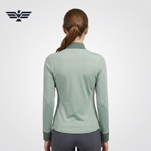 Haut de cyclisme pour femme à col montant, manches longues, tricoté, couleur unie, avec fermeture éclair, en Spandex et Polyester, respirant - Product Image 5