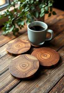 Wood <b>Coasters</b> for <b>Drinks</b> Absorbent, Wooden <b>Coasters</b> with Holder, <b>Drink</b> <b>Coasters</b> for Coffee Table, Absorbent <b>Coaster</b> Set - Product Image 1