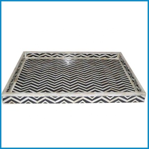 High Quality Modern Luxury Indian Handcrafted Resin Inlay Wooden Storage Square Tray Tableware Living Room <b>Bedding</b> Restaurants - Product Image 5