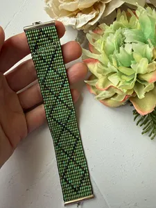 BEST CUSTOMISE Turquoise Gray <b>Beaded</b> <b>Bracelet</b>, Wide Loom Cuff, Gift for Her,Handmade <b>Beaded</b> Cuff FOR GIFT , ANNIVERSARY - Product Image 6