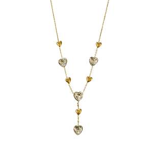 WF270-0117B Collar de Moda para Mujer con Colgante de Corazón y Cadena de Serpiente Chapada en Oro - Product Image 1