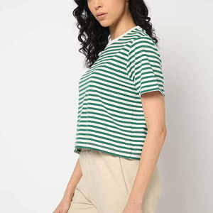 Camiseta de algodón suave para mujer con logo personalizado, camiseta informal holgada de manga corta, camisetas transpirables para mujer en venta - Product Image 2