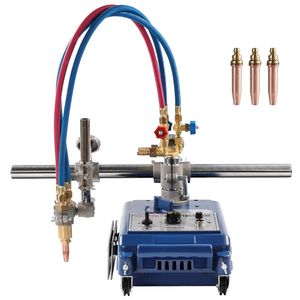 Macchina da taglio a gas con bruciatore a torcia su binario da 2 pollici per tubi di spessore da 0,2 a 4 pollici, binario da 12 pollici, 3 punte, taglio in linea retta 30 pollici/min - Product Image 1