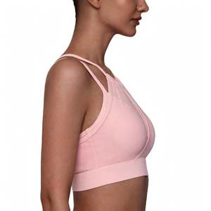 Women's Halter <b>Neck</b> Cut Out Mesh Yoga Sports Bra Breathable Light Support Removable <b>Pads</b> Yoga Sport Bra Women's Breathable - Product Image 2