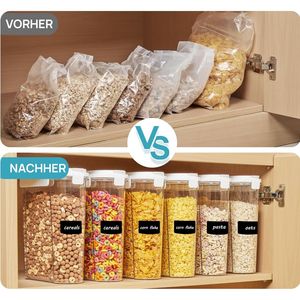 Set di 3 Contenitori Ermetici in Plastica per Alimenti con Coperchi a Scatto, Organizzatore Dispenser per Cereali per Dispensa Cucina - Product Image 3