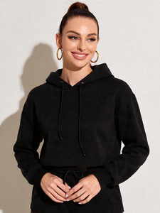 Women Lace Up Cropped Hoodie White Sweatshirt Drawstring Hood <b>Corset</b> Waist Long Sleeve Style Streetwear Pullover OEM Custom - Product Image 2