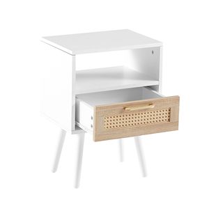 15.75 \ "moderno tavolino in legno massello in Rattan con presa di corrente porte USB comodino tavolino per soggiorno camera da letto - Product Image 3