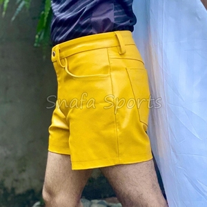 Pantalones Cortos de Cuero para Hombre, para Uso en Exteriores y Gimnasio, con Bolsillos, Estilo Casual, 100% Cuero - Product Image 3
