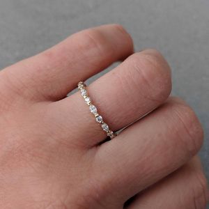 Bague de mariage en moissanite ronde Marquise Anya, bague d'anniversaire pleine éternité en argent sterling 925 plaqué or 14 carats - Product Image 4