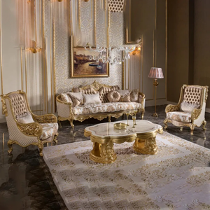 Ensemble de canapés sectionnels de salon en bois de mahogany massif, style français, sculptés à la main, rembourrés, meubles de luxe fabriqués en Indonésie - Product Image 1