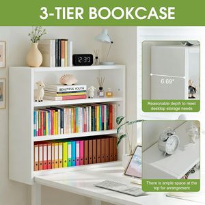 Modern 3-Tier <b>Adjustable</b> Open Bookcase Freestanding White Wood Storage <b>Shelf</b> 88lbs Capacity Display Rack - Product Image 5