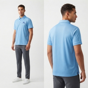 Camiseta Polo Azul Claro Personalizada para Hombre, Manga Corta, Ropa Deportiva de Golf, Uniforme de Trabajo, Fabricante Mayorista OEM ODM - Product Image 3