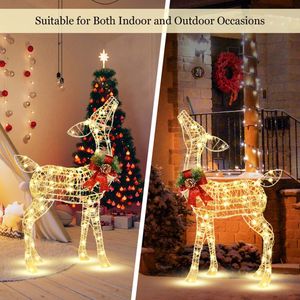 Decorazione Natalizia da Esterno a Forma di Renna Illuminata 34,5 Pollici, 50 Luci LED Bianco Caldo, in PVC e Cotone, per Feste e Vacanze - Product Image 2