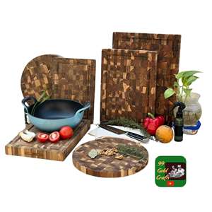 Planche à découper carrée en teck multifonctionnelle, économique, facile à nettoyer, à grain de bois apparent, pour viande, fruits et fromages - Ustensiles de cuisine - Product Image 6