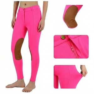 Pantalones de equitación personalizados para niñas jóvenes, de cintura alta, color rosa, con agarre en la rodilla - Product Image 1
