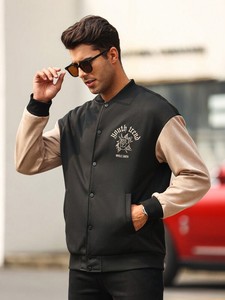 Modern College Streetwear <b>Baseball</b> Varsity <b>Jacket</b> <b>for</b> <b>Men</b> Snap Button Closure Custom Lightweight Fleece Trendy Winter Fashion - Product Image 6