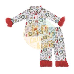 <strong>Christmas</strong> <strong>Baby</strong> Sui Cartoon Pajama Set Kids <strong>Outfits</strong> for Girls <strong>Cute</strong> Autumn Winter Girls Clothing Red <strong>Christmas</strong> Print Pajama Set - Product Image 3