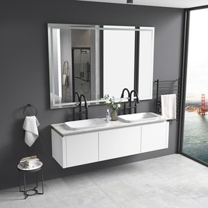 Specchio LED da Bagno 84 X 48 Pollici con Illuminazione Frontale e Posteriore, Montaggio a Parete, Cornice in Alluminio, Antiappannamento, Memoria, 3 Anni di Garanzia - Product Image 3