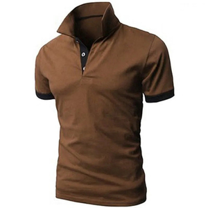 Polo Negro Ajustado para Hombre con Ribete en Contraste Rojo, Manga Corta, Informal, Tejido, Color Sólido - Product Image 4