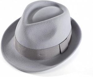 Gray Wool Fedora <b>Hat</b> with Ribbon <b>Band</b> Unisex Classic Style for Casual Wear Spring Autumn Adult Size 56-58CM - Product Image 2