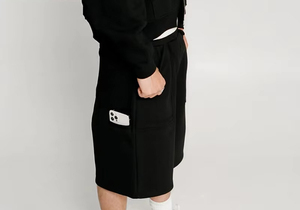 <b>Hip</b> Hop Solid Front Logo 320gsm 100% Cotton High Quality Elastic Waist Waterproof Breathable Custom Summer Sweat Shorts Joggers - Product Image 3