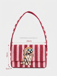 Handmade Pearl Beaded Classic Cute Shoulder <b>Bag</b> Dog Motif Novelty Womens Fashion Statement <b>Evening</b> Party Waterproof Eco-Friendly - Product Image 2